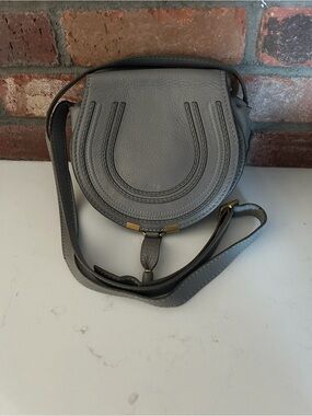 Chloe Marcie saddle bag in grey leather